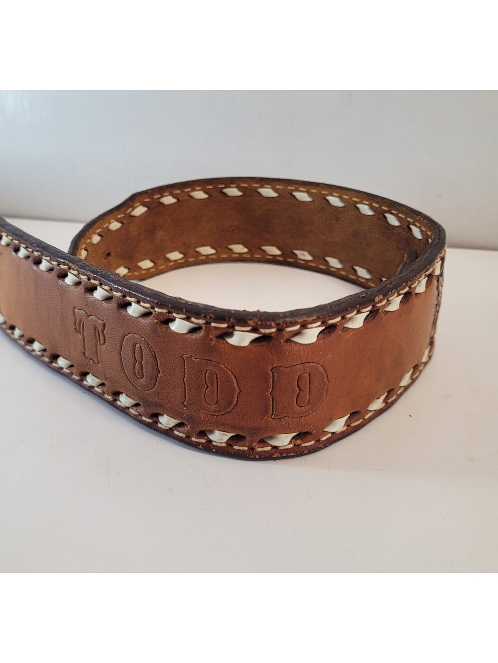 Kona Kut Nocona Men’s 31-32" Brown Tooled Leather Western Belt Strap USA Todd